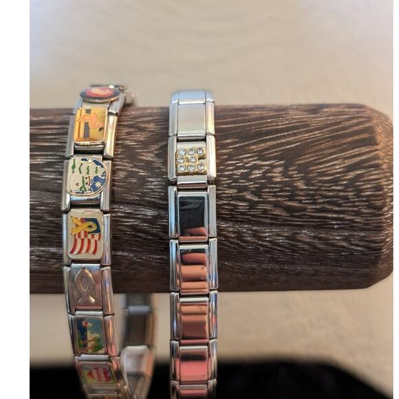 Two Stainless Steel Stretch Charm Bracelets - Picture 1 of 8